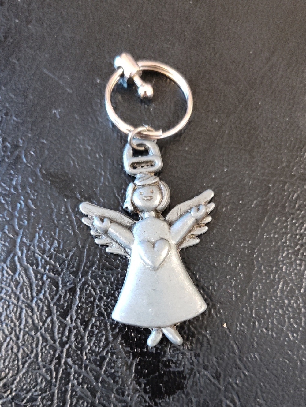 Silver Angel Keychain Keychain - Heart Motif